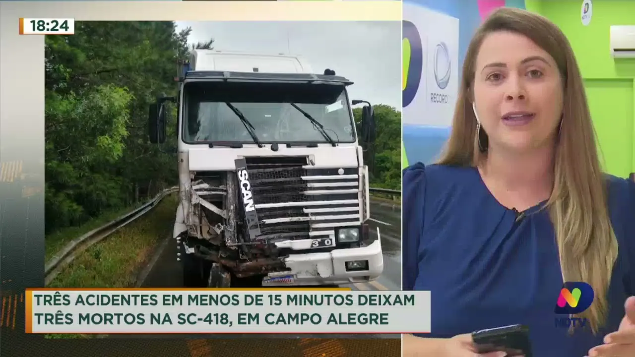Três acidentes em menos de 15 minutos deixam três mortos na SC-418