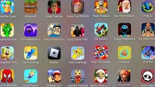 Roblox,Squid Game Family,Mr Yummy's Supermarket,Animal Hospital Prison,Run From Papa Pizza....