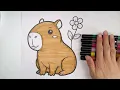 Cute Capybara Coloring Page Relaxing Coloring for Kids