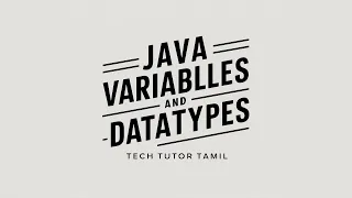 Java Variables and Datatypes Java Course in Tamil Learn Java in Tamil