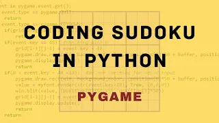Build your own Sudoku player in Python Pygame