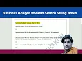 Business Analyst Boolean Search String Notes for My Subscribers Free Notes for My Subscribers