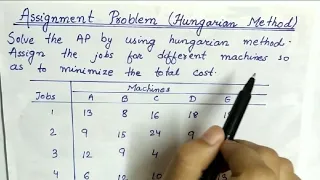 Lec-29 Assignment Problem Hungarian Method In Hindi Operation Research