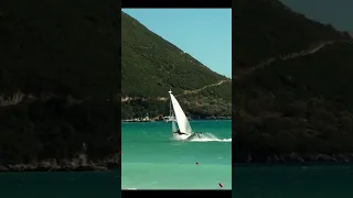 Capsize of the day: radical hobiecat stopping technique  #shorts