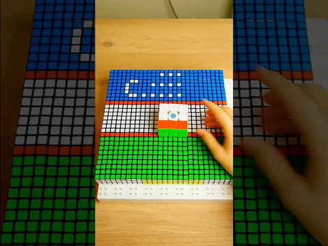 Making The Uzbekistan 🇺🇿 Flag With Rubik’s Cubes #shorts #rubikscube