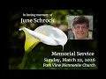 June Darlene Schrock Memorial Service