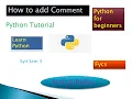 How to add comment in python Syit Sem 3 Fycs Python Tutorial Lecture 13