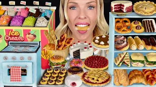 ASMR MUKBANG, Miniature Food, Mini Bakery, Pastries, Ice Cream Parlour, Cherry Pie, Mini Oven 먹방