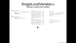 Local Variables SingleLocalVariable c Intro - Architecture 1001 x86-64 Assembly
