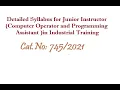 Syllabus for Junior Instructor Computer Operator and Programming Assistant in Industrial Training