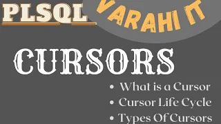 PLSQL Cursors Session - 1 Implicit Cursor Explicit Cursor VARAHI IT