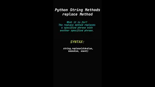 replace Method - Python String Methods