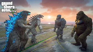 godzilla and mechagodzilla vs kong and mechani kong gta v mods gameplay