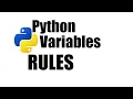 Python Tutorial Variables Rules to be followed