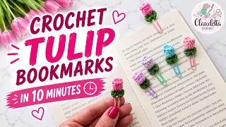 🌷Tulip Crochet Bookmark 🌸 Super Easy DIY