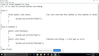 Programming in Java for Beginners Final Class Prevent Method Overriding Inheritance