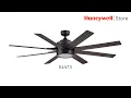Honeywell Xerxes Large Modern Ceiling Fan With Remote Matte Black - 51473