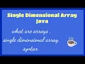 Introduction to JAVA Arrays Single Dimensional Array