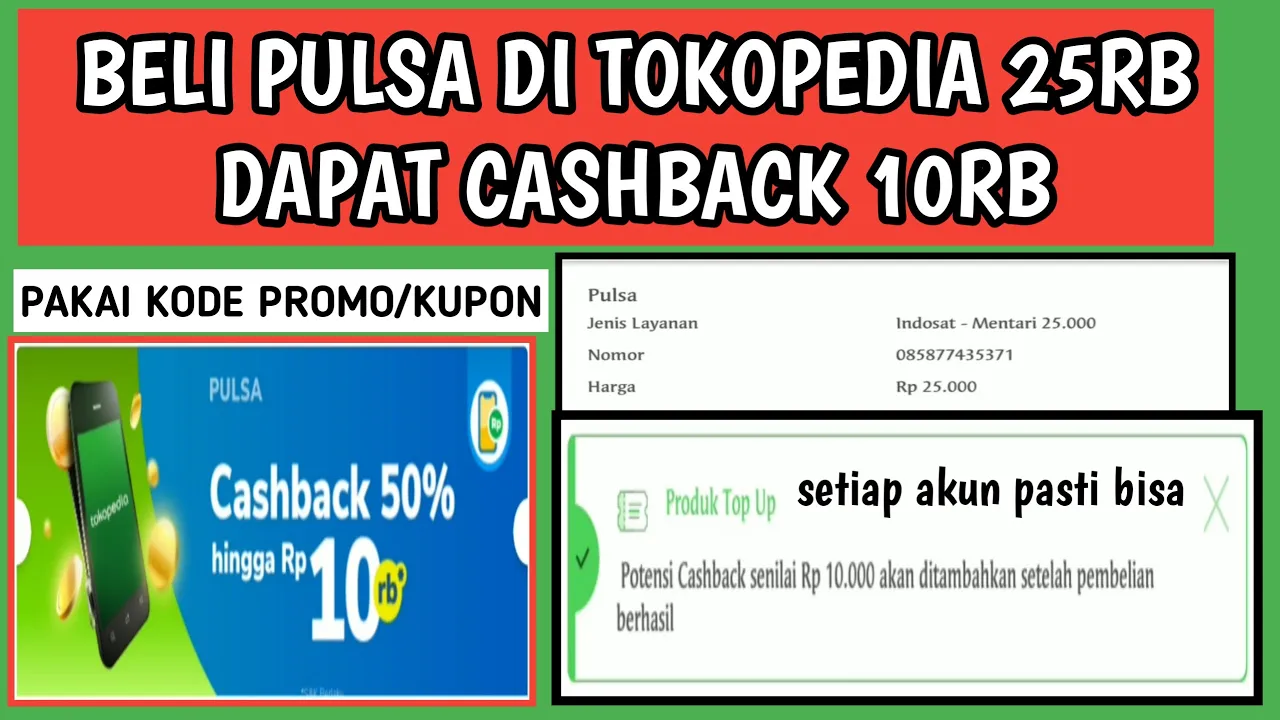 Cara beli Pulsa (GRATIS) di Tokopedia