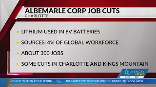 Albemarle making job cuts in Charlotte Kings Mountain