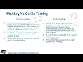 Monkey Testing and Gorilla Testing Random testing Fuzz testing Frustrating testing