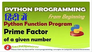 Program to Find Prime Factor of a Number Using Function in Python In Hindi Prime Factor Program