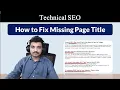 How to Find Fix Missing Page Title