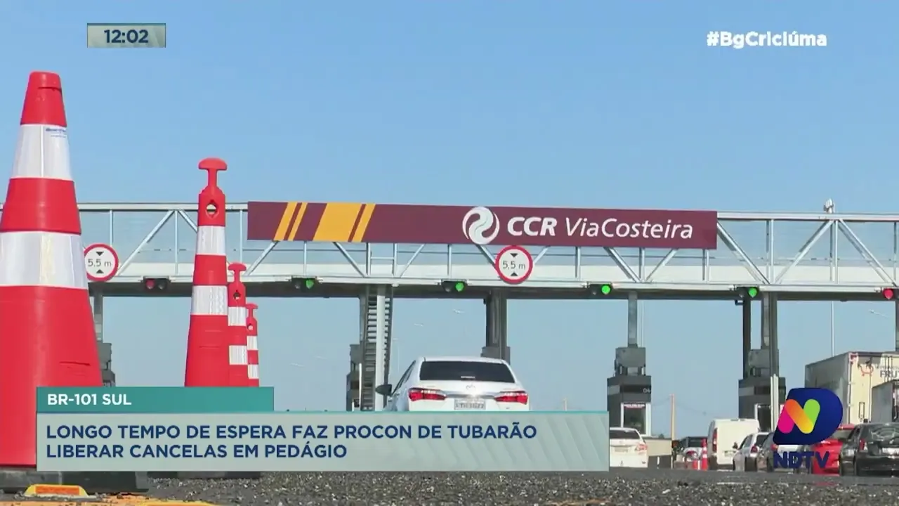 Longo tempo de espera faz Procon de Tubarão liberar cancelas em pedágio na BR-101