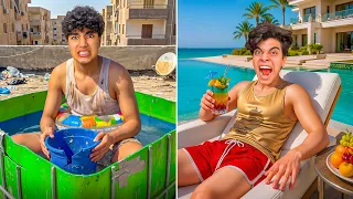 تحدي المسبح الغني 🤑 ضد المسبح الفقير 😭 24 ساعه ما قدر يتحمل 🤕