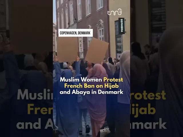 ⁣Muslim women protest French ban on #hijab and abaya in #Denmark