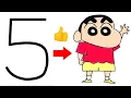 Turn number 5 into Shinchan cartoon drawing easy - How to draw shinchan cartoon drawing step by step