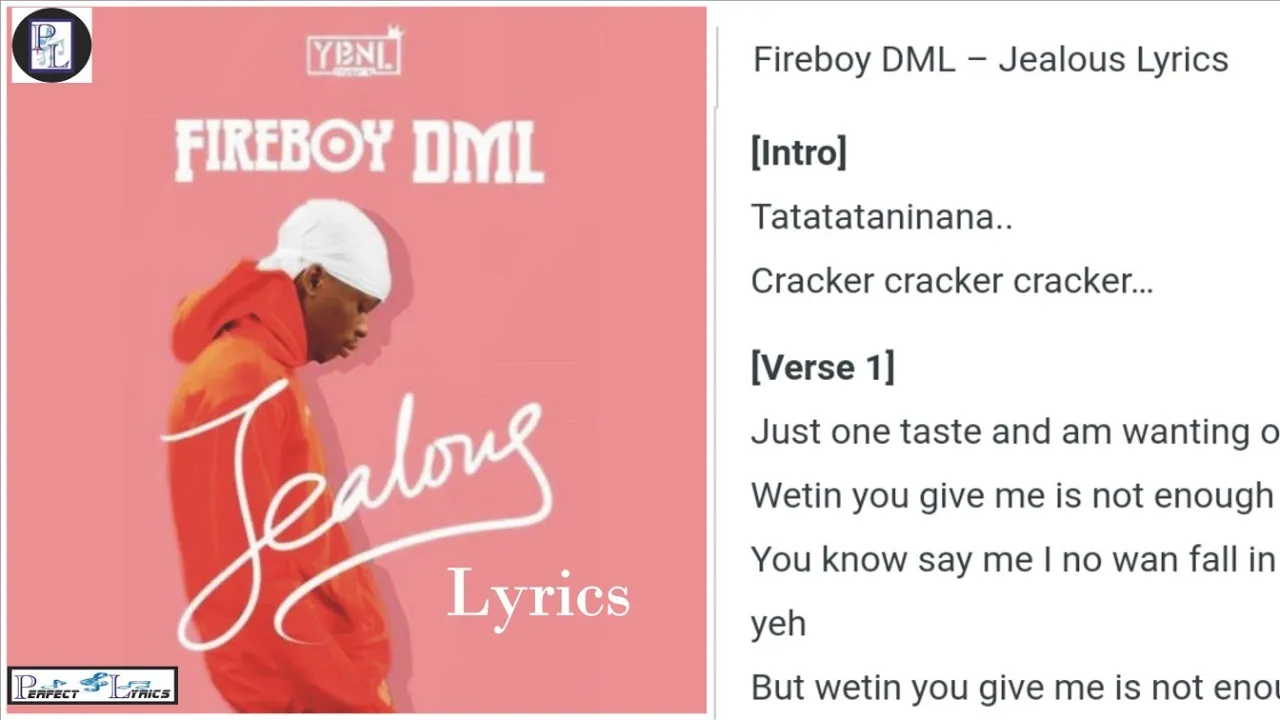 FIREBOY DML JEALOUS LYRICS - PERFECT LYRICS (PL)