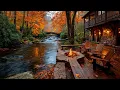 Download Lagu Rustic Riverside Cabin | Cozy Porch Firepit \u0026 Birds Songs Ambience