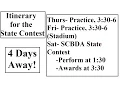 Itinerary for the State Contest Day 503 Oct 25 2016