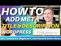 How To Add Meta Title Description For WordPress Pages SEO For Beginners