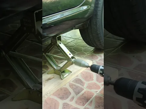 Made a Cordless Drill Adapter to Lift My Car Jack in Seconds! 🚗🔋🛠️ #SmartIdeals #HandmadeTools