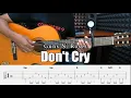 Download Lagu Don't Cry - Guns N' Roses - Fingerstyle Guitar Tutorial + TAB \u0026 Lyrics