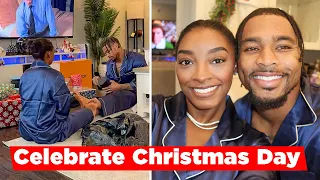 Simone Biles And Jonathan Owens Show Off Their Matching Pajamas On Christmas Day