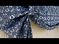 Tie-Up Balloon Valance Made From Navy Blue Slub Cotton Miguel in Space Blue