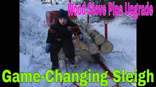 Game-Changing Logging Sleigh in Action Hot Tent Wood Stove Ep 192