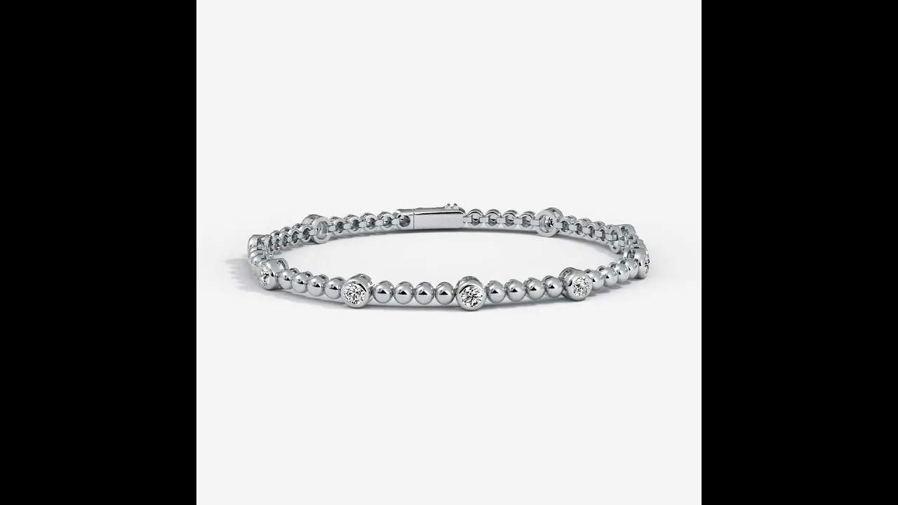 1 CTW Modern Beaded Lab-Grown Diamond Tennis Bracelet in Sterling Silver - Bezel Set
