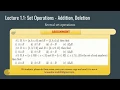 Set Operations - Addition or Union Intersection Difference or Deletion