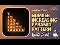 How to Solve Number increasing pyramid pattern in Java pattern program in java tamil