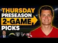 Preseason NFL DFS 2 Game Slate Breakdown Raiders vs Texans Chargers vs Niners