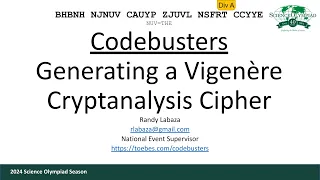 Codebusters - Generating a Vigenere Cryptanalysis Cipher
