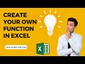 Create your own functions in excel Custom Functions and formulas User Defined Function Advanced