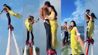 Flyboard ride is romantic💃They enjoying fly on water!#flyboard #romantic #outdoors  #extremesports 