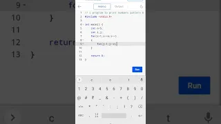 c program to print numbers pattern 8