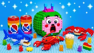 LEGO SEAFOOD - COCOMELON MUKBANG LEGO FOOD IRL | Stop Motion Challenge