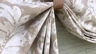 Jute Brown Floral Medallion Tie-Up Valance with Fossil Ribbon Ties